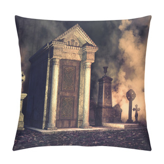 Personality  Foggy Graveyard At Night Pillow Covers