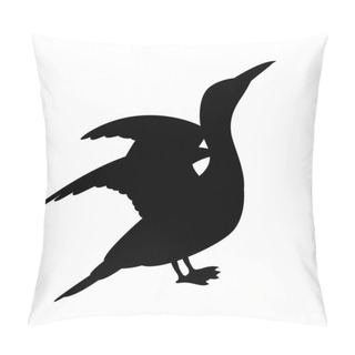 Personality  Cormorant White Vector Illustration  Black Silhouette Profile  Pillow Covers