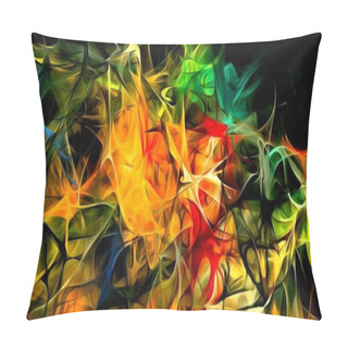 Personality  Abstract Electrifying Lines, Smoky Fractal  Pattern, Digital Illustration Art Work Of Rendering Chaotic Dark Background. Pillow Covers