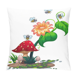 Personality  Bees Roaming Around The Plant With A Flower Pillow Covers