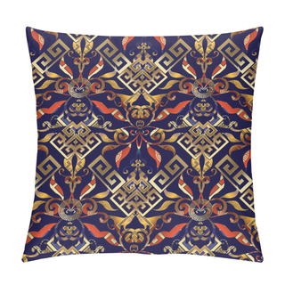 Personality  Floral Greek Key Seamless Pattern. Vector Abstract Geometric Pillow Covers