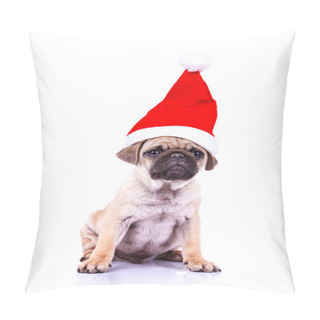 Personality  Pug Puppy Wearing A Santa Hat Pillow Covers