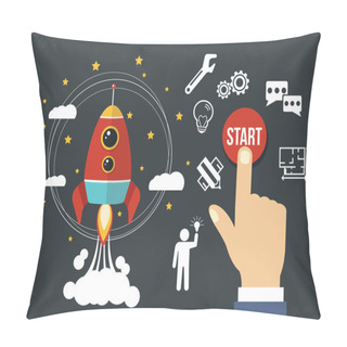Personality  Vector Flat Start Up Business Concept. Icon Set Pillow Covers