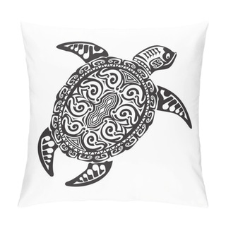 Personality  Turtle Tattoo In Maori Style. Vector Illustration EPS10 Pillow Covers