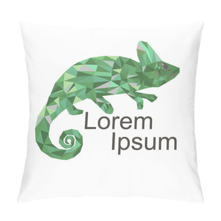 Personality  Vector Art Colorful Geometric Chameleon. Contemporary Spectrum Abstract Background Illustration. Animal Lizard Isolated On White. Pillow Covers