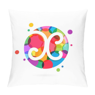 Personality  X Letter Logo In Circle With Rainbow Dots. Pillow Covers