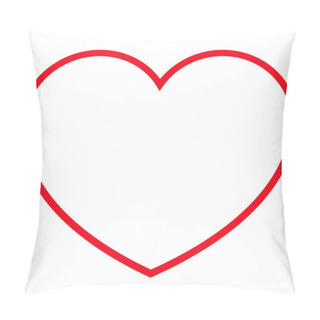 Personality  Heart Icon, Beautiful Flat Style Red Outline Color Valentine's Day Symbol, Perfect Shape Love Object, Health, Life Or Happy Thoughts Illustration For Game, App, UI, Web, Mobile. Isolated On White. Pillow Covers