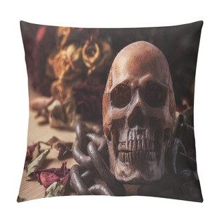 Personality  Old Skull On A Chain. Pillow Covers