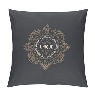 Personality  Calligraphic Elegant Ornament Frame Lines. Restaurant Menu. Luxury Horizontal Vintage Ornate Greeting Card Pillow Covers