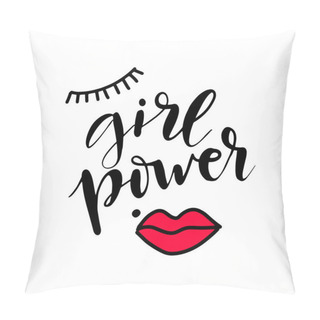 Personality  Girl Power Text, Feminism Slogan. Black Inscription For T Shirts, Posters And Wall Art. Feminist Sign Handwritten With Ink And Brush. Pillow Covers
