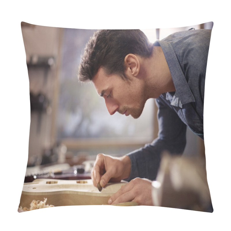 Personality  Italian artisan working in lutemaker workshop pillow covers