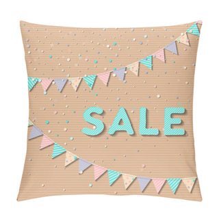 Personality  Bunting Garland Enchanting Celebration Card With Colorful Paper Bunting Garland And Confetti Party Pillow Covers