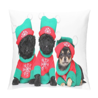 Personality  Puppies In Christmas Costumes Pillow Covers