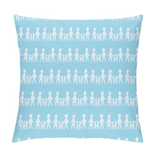 Personality  Seamless Background Pattern With White Paper Cut Families On Blue, Independence Day Concept Pillow Covers