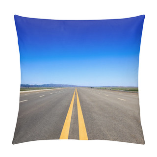 Personality  Highway In Steppe Against A Blue Sky Pillow Covers
