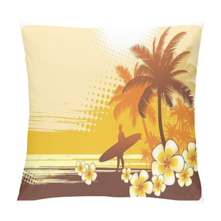 Personality  Surfer And Tropical Landscape Pillow Covers