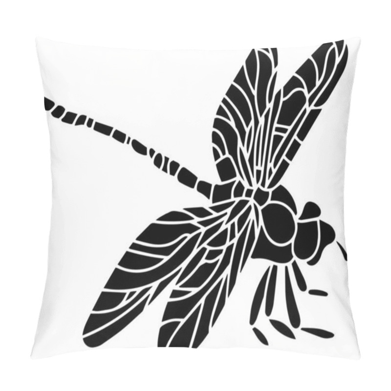 Personality  Dragonfly Vector Stencil, black and white pillow covers