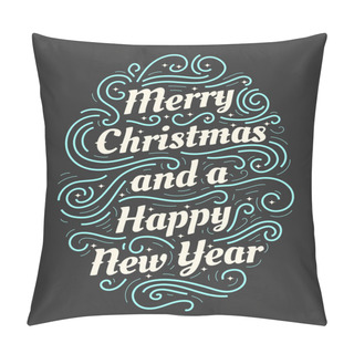 Personality  Merry Christmas And A Happy New Year Hand Drawn Lettering  Pillow Covers