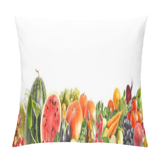 Personality  Colourful Banner Made Of Fresh Fruits And Vegetables, Copy Space. Pillow Covers