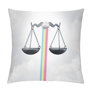 Personality  Diversity Justice Concept And Diverse Social Justice And Equal Rights Awareness Concept As A Rainbow For Civil Liberties And Racial Equality Laws And Government Minority Policy Symbol With 3D Illustration Elements. Pillow Covers