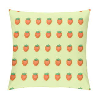 Personality  Top View Of Pattern With Handmade Paper Strawberries Isolated On Yellow Pillow Covers