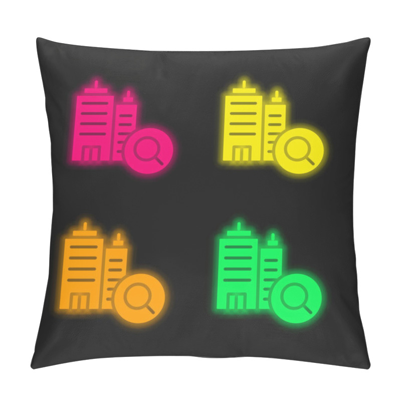 Personality  Booking Four Color Glowing Neon Vector Icon Pillow Covers