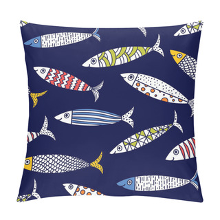 Personality  Cute Fish.  Kids Lbackground. Coloring Seamless Pattern. Can Be Used In Textile Industry, Paper, Background, Scrapbooking. Pillow Covers