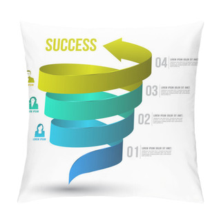 Personality  Arrow Twist Up To Success Number Options With Icons. Vector Illustration And Can Use For Business Concept, Report, Data Presentation, Plan Or Education Diagram. Printing And Website Template. Pillow Covers