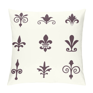 Personality  Heraldic Symbols Fleur De Lis Vector Set Pillow Covers