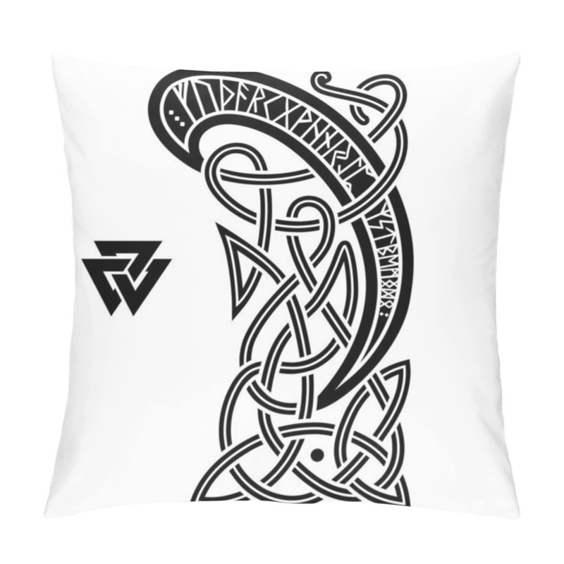 Personality  Ancient decorative dragon in celtic style, scandinavian knot-work illustration pillow covers