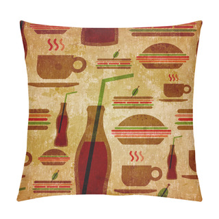 Personality  Grunge Fast Food Icons Set Pattern Pillow Covers