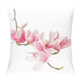 Personality  Magnolia, Spring Pink Flower Branch And Buds On White Pillow Covers