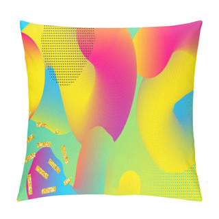 Personality  Abstract Neon Gradients 80x Background With Dotted And Gold Texture Pillow Covers