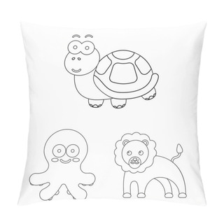Personality  An Unrealistic Outline Animal Icons In Set Collection For Design. Toy Animals Vector Symbol Stock Web Illustration. Pillow Covers