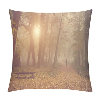 Personality  Man Walking In The Autumn Forest Pillow Covers