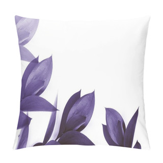 Personality  Purple Leaves On Twigs Isolated On White Pillow Covers