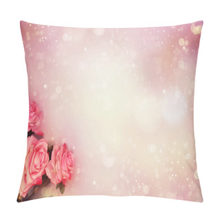 Personality  Spring Background Flowering Roses And Abstract Bokeh Pillow Covers
