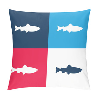 Personality  Amago Fish Shape Blue And Red Four Color Minimal Icon Set Pillow Covers