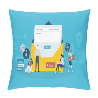 Personality  Contact Us. Flat Design Business People Concept.  Pillow Covers