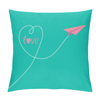 Personality  Origami Pink Paper Plane With Dash Heart Pillow Covers