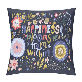 Personality  Floral Color Vector Lettering Card. Pillow Covers