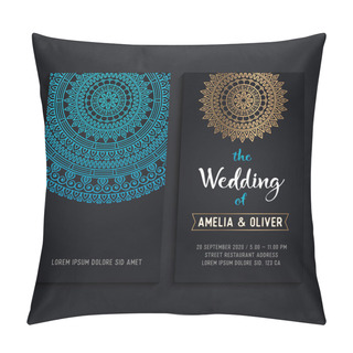Personality  Vector Luxury Wedding Invitation With Mandala Pillow Covers