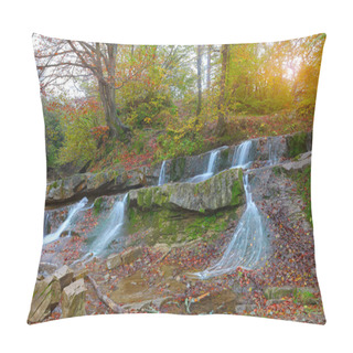 Personality  Mountain Stream In Autumn At Sunset Pillow Covers