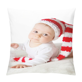 Personality  Baby In Red White Knitted Hat Pillow Covers