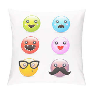 Personality  Smileys Icon Set - Vector Cartoon Funky Emoticons Pillow Covers