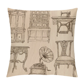 Personality  Furniture - Vector Sketches, Line Art Pillow Covers