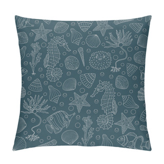 Personality  Seamless Background With Sea Shells Pillow Covers