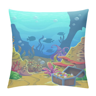 Personality  Cartoon Underwater Vector Illustration. Pillow Covers
