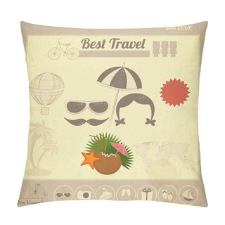 Personality  Summer Travel Card In Vintage Style Pillow Covers