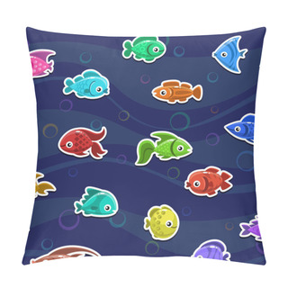 Personality  Seamless Pattern With Cute Colorful Fishes Pillow Covers